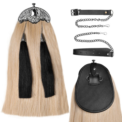 Full Dress Horse Hair Sporran with Thistle Leaf Cantle