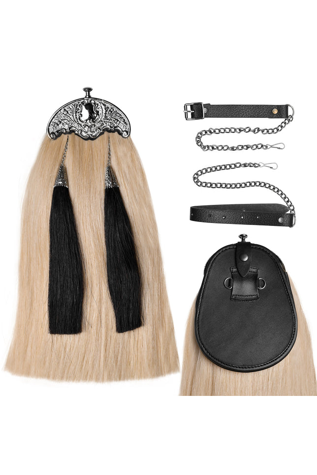 Full Dress Horse Hair Sporran with Thistle Leaf Cantle