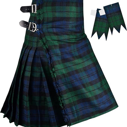 Kilt for Men I Black Watch Tartan Kilt Polyviscose 8 Yard Traditional Men Kilt