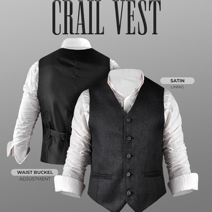Black Crail Jacket & Vest  -  Italian Tweed Wool | Scottish Formalwear