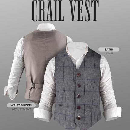Bold Grey Crail Jacket & Vest - Red Check  -  Italian Tweed Wool | Scottish Formalwear