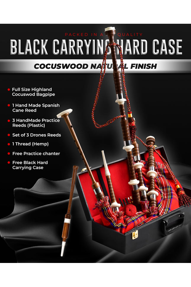 Full Size Rosewood Bagpipe with Box | Royal Stewart