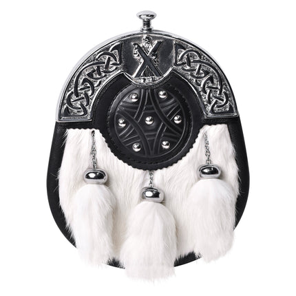 Formal White Rabbit Fur Sporran with St. Andrew Chrome Cantle