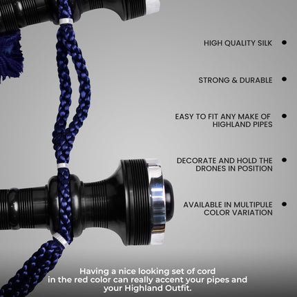 Highland Redstone Bagpipe Silk Cord | Navy Blue