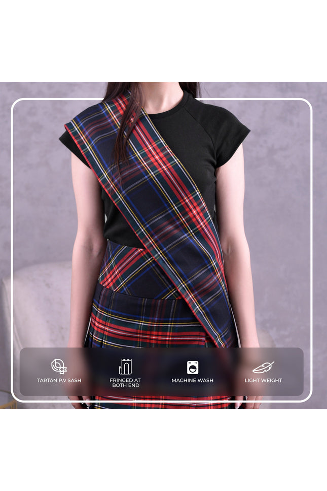 Women's Sash | Black Stewart Tartan