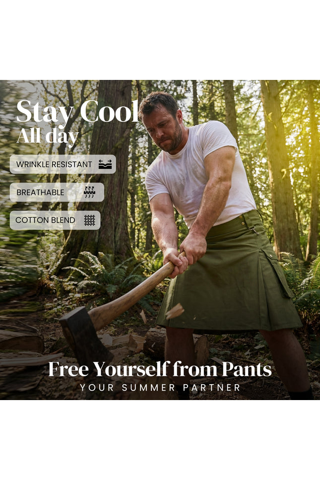 Phantom Modern Utility Kilt | Olive Green