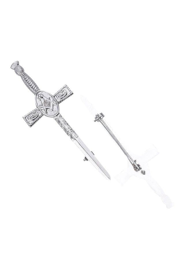 Scottish Kilt Pin for men | Masonic Thistle Chrome