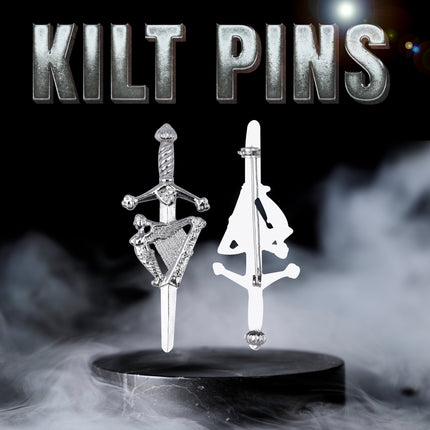 Scottish Kilt Pin for men | Irish Harp Chrome