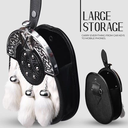 Formal White Rabbit Fur Sporran with St. Andrew Chrome Cantle