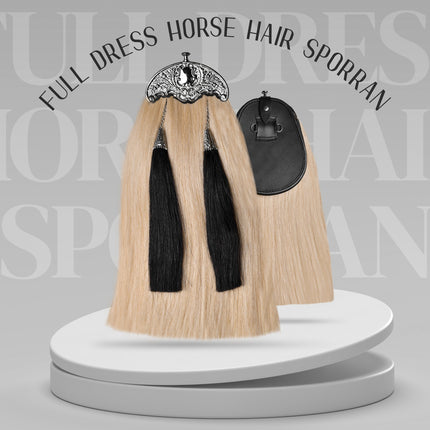 Full Dress Horse Hair Sporran with Thistle Leaf Cantle