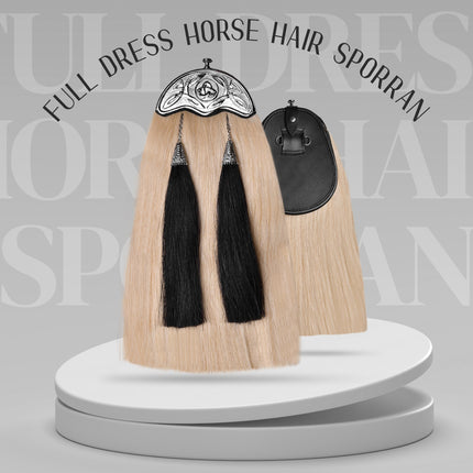 Full Dress Horse Hair Sporran with Celtic Chrome Cantle