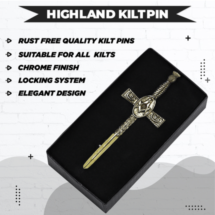 Scottish Kilt Pin for men | Masonic Thistle Antique