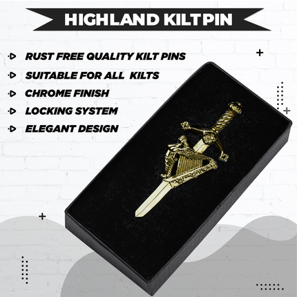 Scottish Kilt Pin for men | Irish Harp Antique
