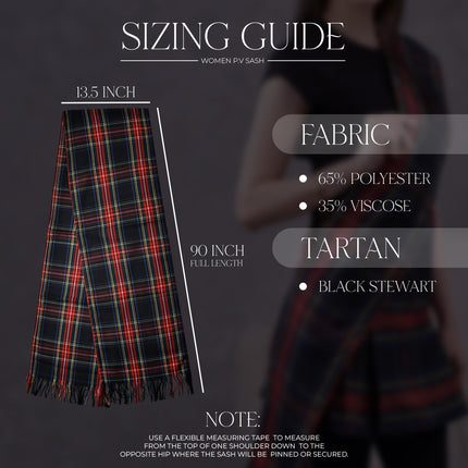 Women's Sash | Black Stewart Tartan