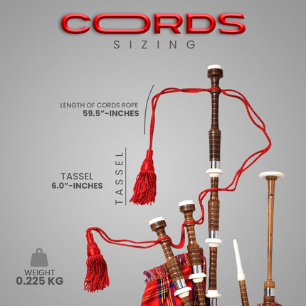 Highland Redstone Bagpipe Silk Cord | Red