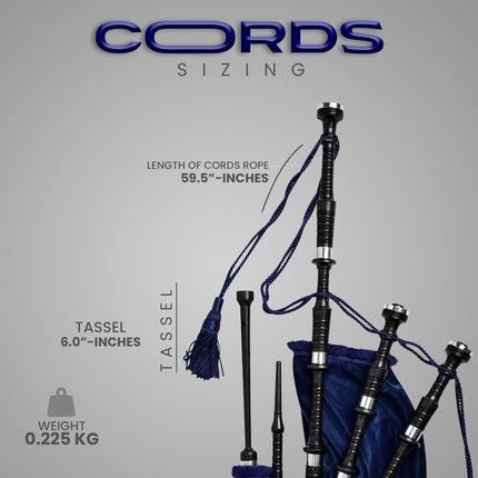 Highland Redstone Bagpipe Silk Cord | Navy Blue