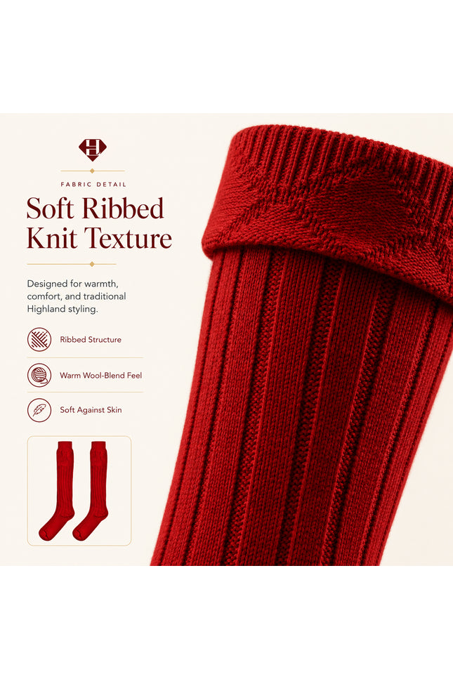 Comfortable Wool Blend Red Kilt Hose | High-Quality Kilt Socks