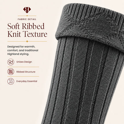Comfortable Wool Blend Grey Kilt Hose | High-Quality Kilt Socks