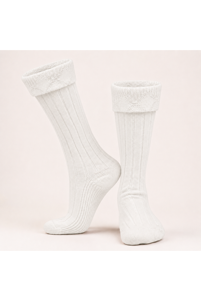 Comfortable Wool Blend White Kilt Hose | High-Quality Kilt Socks