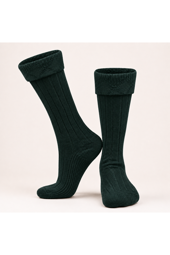 Comfortable Wool Blend Green Kilt Hose | High-Quality Kilt Socks
