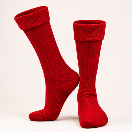 Comfortable Wool Blend Red Kilt Hose | High-Quality Kilt Socks