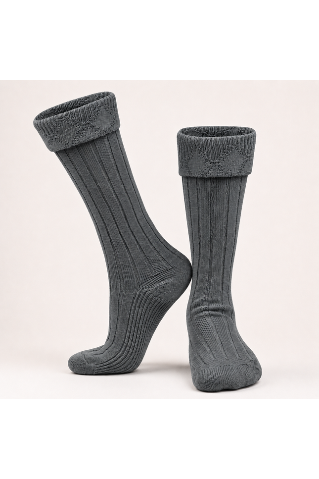 Comfortable Wool Blend Grey Kilt Hose | High-Quality Kilt Socks