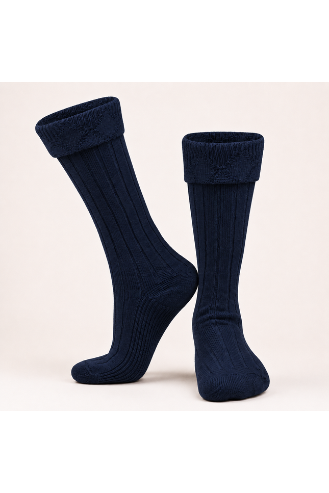 Comfortable Wool Blend Blue Kilt Hose | High-Quality Kilt Socks
