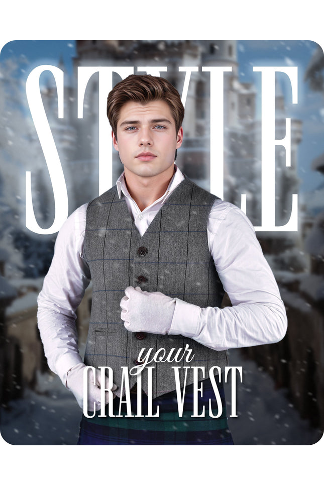 Bold Grey Crail Jacket & Vest - Red Check  -  Italian Tweed Wool | Scottish Formalwear